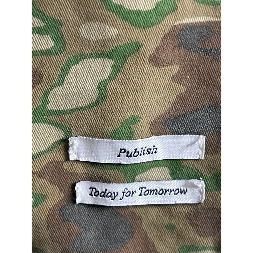 Men Publish Camo Denim Hood Jacket Zip Button Logo Midi L Urban Hip Outdoor Coat - Picture 6 of 16